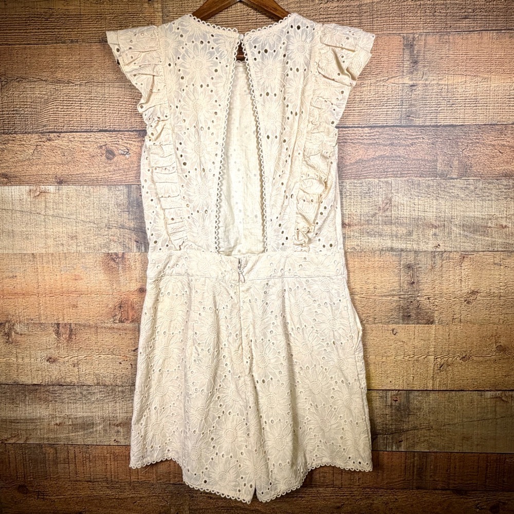 Happy X Nature Cream Floral Eyelet Ruffle Open Back Romper Size 6 NWT - Picture 8 of 8